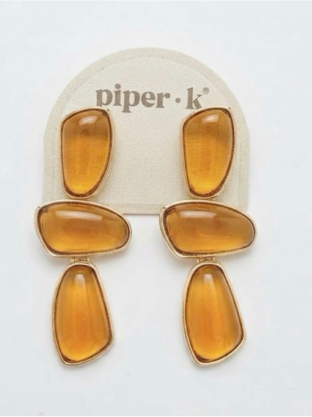 NWT ⚜️🤎⚜️ Piper K Tiered Brown Stones Drop Earrings